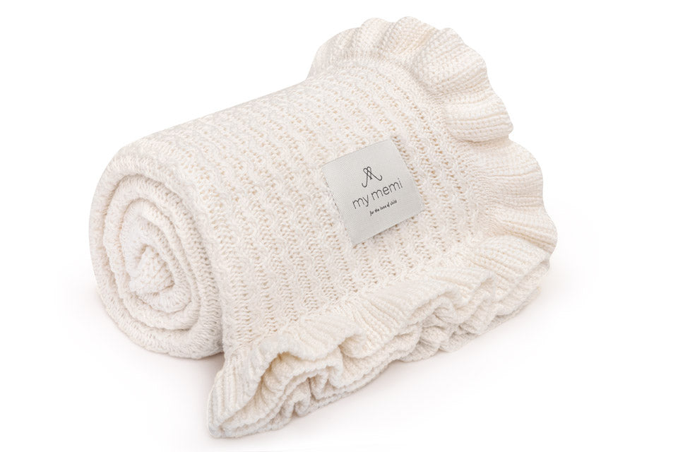 Bambus-Babydecke mit Rüschen - Cream